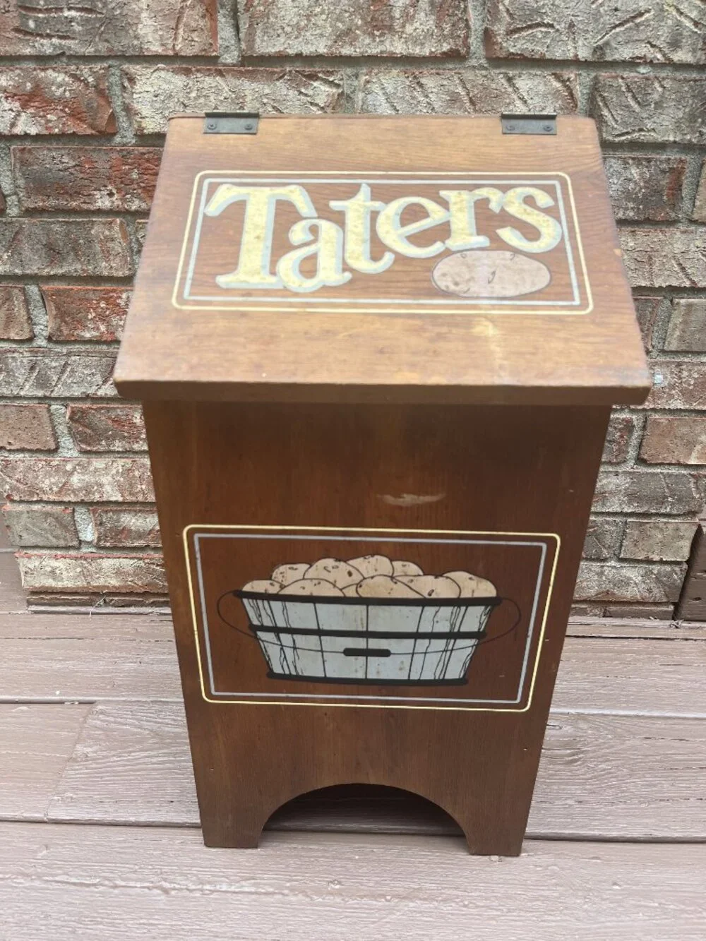 Vintage Taters Wood Box, Rustic Potatoe Bin, Country Cottage Large Storage Conta